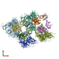 PDB entry 6h0f coloured by chain, front view.