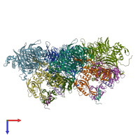 PDB entry 6h0f coloured by chain, top view.