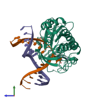 PDB entry 6h0s coloured by chain, side view.