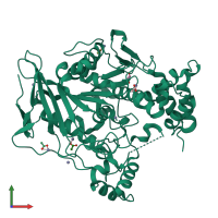 PDB entry 6h0t coloured by chain, front view.