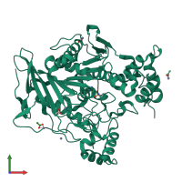 PDB entry 6h0v coloured by chain, front view.