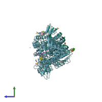 PDB entry 6h13 coloured by chain, side view.