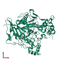 PDB entry 6h18 coloured by chain, front view.