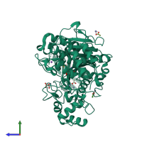 PDB entry 6h19 coloured by chain, side view.