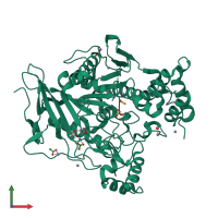 PDB entry 6h1a coloured by chain, front view.