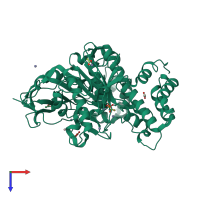 PDB entry 6h1a coloured by chain, top view.
