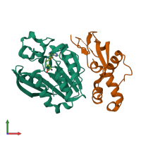 PDB entry 6h1d coloured by chain, front view.