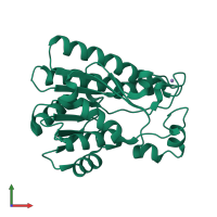 PDB entry 6h1m coloured by chain, front view.