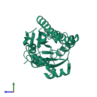 PDB entry 6h1m coloured by chain, side view.