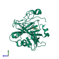 PDB entry 6h29 coloured by chain, side view.