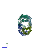 PDB entry 6h2d coloured by chain, side view.