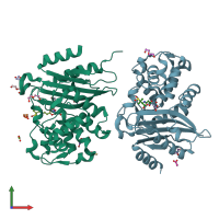 PDB entry 6h2k coloured by chain, front view.