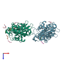 PDB entry 6h2k coloured by chain, top view.