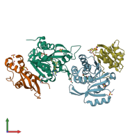 PDB entry 6h2v coloured by chain, front view.