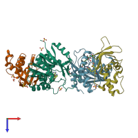 PDB entry 6h2v coloured by chain, top view.