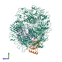 PDB entry 6h3j coloured by chain, side view.