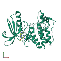 PDB entry 6h3k coloured by chain, front view.