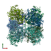 PDB entry 6h3o coloured by chain, front view.