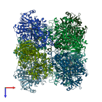 PDB entry 6h3o coloured by chain, top view.