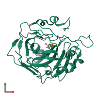 PDB entry 6h3q coloured by chain, front view.