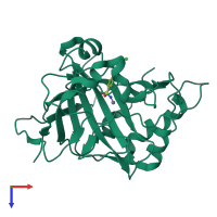 PDB entry 6h3q coloured by chain, top view.