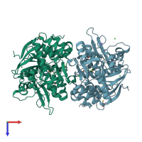 PDB entry 6h45 coloured by chain, top view.
