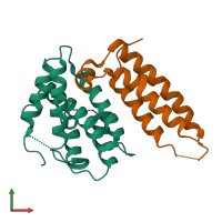 PDB entry 6h4b coloured by chain, front view.