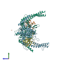 PDB entry 6h4h coloured by chain, side view.