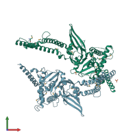 PDB entry 6h4i coloured by chain, front view.
