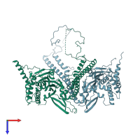 PDB entry 6h4j coloured by chain, top view.