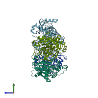 PDB entry 6h4o coloured by chain, side view.