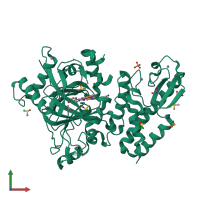 PDB entry 6h51 coloured by chain, front view.