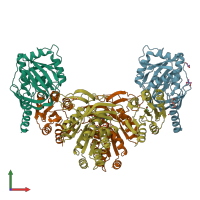 PDB entry 6h5e coloured by chain, front view.