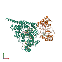 PDB entry 6h5l coloured by chain, front view.