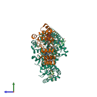 PDB entry 6h5l coloured by chain, side view.