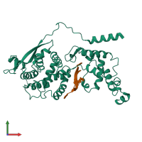 PDB entry 6h5q coloured by chain, front view.