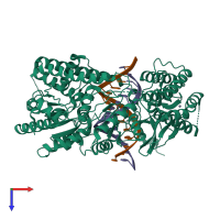 PDB entry 6h61 coloured by chain, top view.