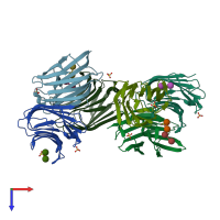 PDB entry 6h64 coloured by chain, top view.