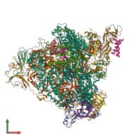 PDB entry 6h68 coloured by chain, front view.