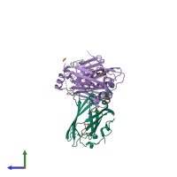 PDB entry 6h6a coloured by chain, side view.