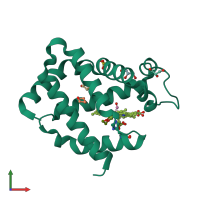 PDB entry 6h6c coloured by chain, front view.