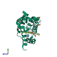 PDB entry 6h6c coloured by chain, side view.