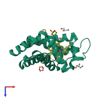 PDB entry 6h6c coloured by chain, top view.