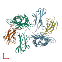 PDB entry 6h6d coloured by chain, front view.