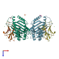 PDB entry 6h6d coloured by chain, top view.