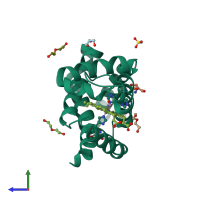 PDB entry 6h6j coloured by chain, side view.