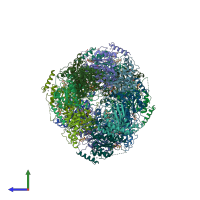 PDB entry 6h78 coloured by chain, side view.
