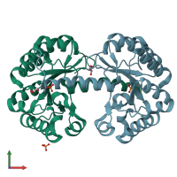 PDB entry 6h8n coloured by chain, front view.