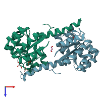 PDB entry 6h8n coloured by chain, top view.