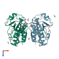 PDB entry 6h8t coloured by chain, top view.